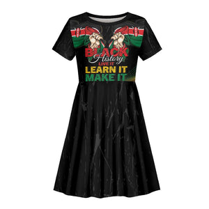 Personalized Kenya Black History Month Kid Short Sleeve Dress Live It Learn It Make It - African Pride