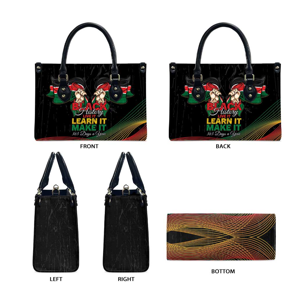 Kenya Black History Month Leather Bag Live It Learn It Make It - African Pride