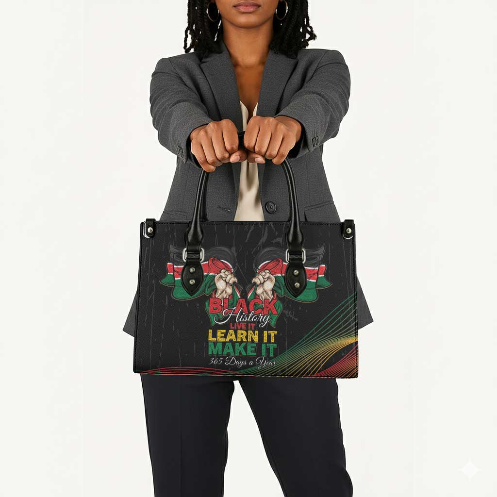 Kenya Black History Month Leather Bag Live It Learn It Make It - African Pride