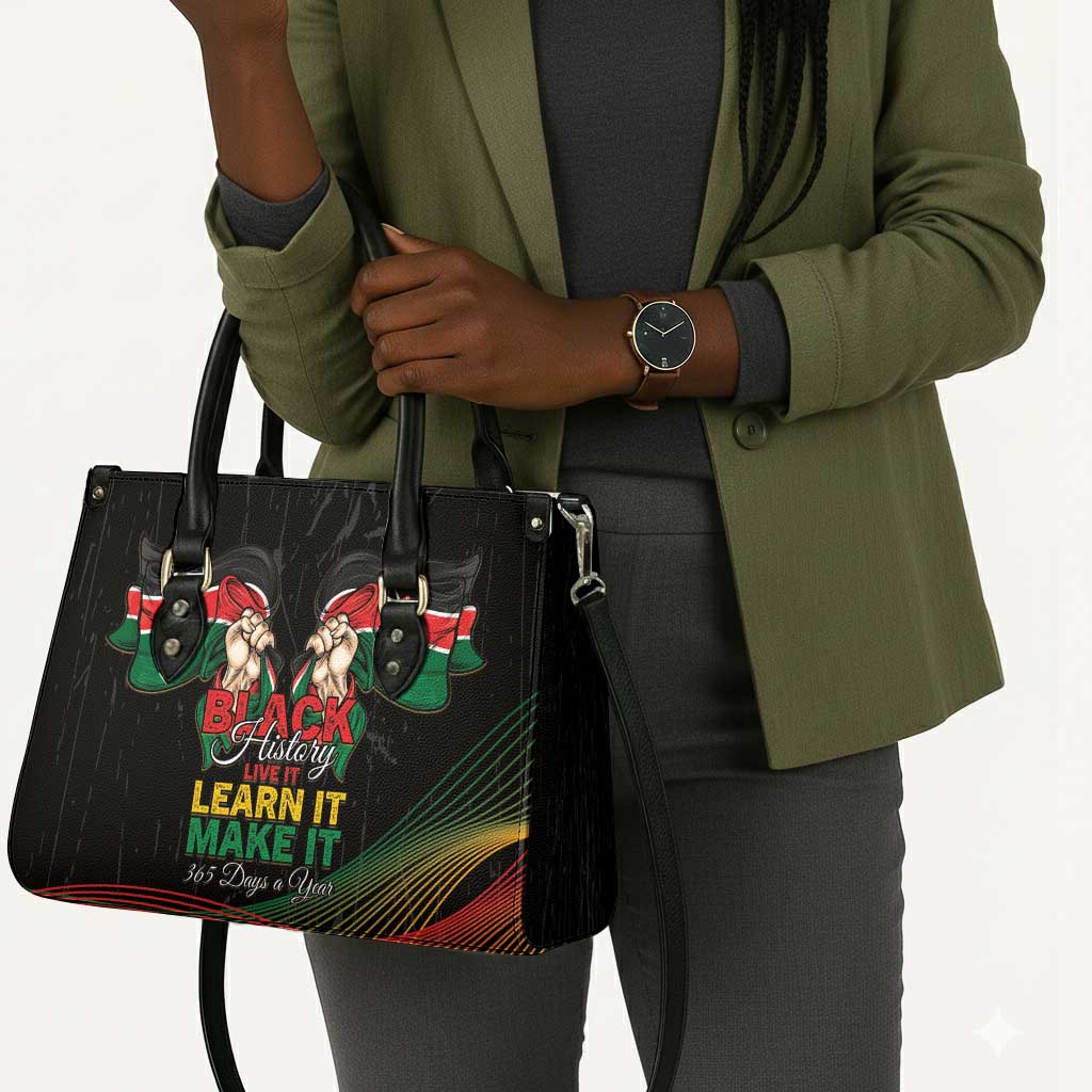 Kenya Black History Month Leather Bag Live It Learn It Make It - African Pride