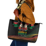Kenya Black History Month Leather Tote Bag Live It Learn It Make It - African Pride