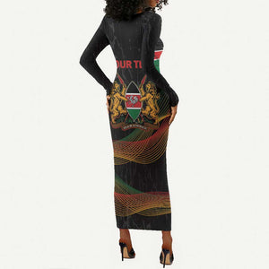 Personalized Kenya Black History Month Long Sleeve Bodycon Dress Live It Learn It Make It - African Pride