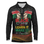 Personalized Kenya Black History Month Long Sleeve Polo Shirt Live It Learn It Make It - African Pride
