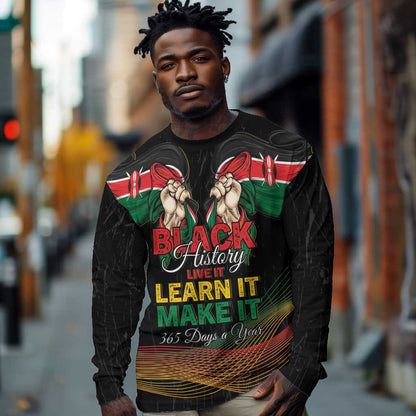 Personalized Kenya Black History Month Long Sleeve Shirt Live It Learn It Make It - African Pride