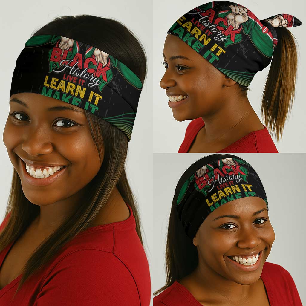 Kenya Black History Month Neck Gaiter Live It Learn It Make It - African Pride