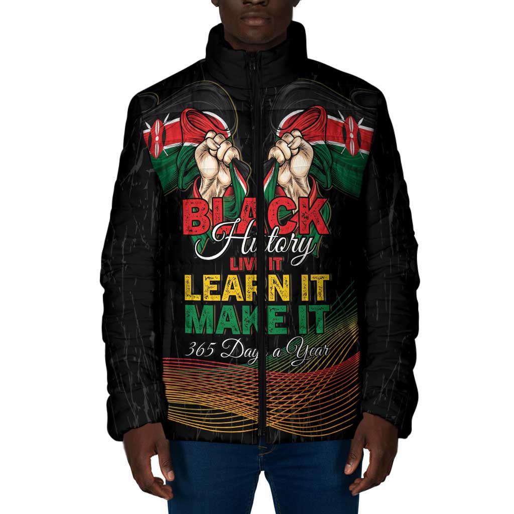 Personalized Kenya Black History Month Padded Jacket Live It Learn It Make It - African Pride