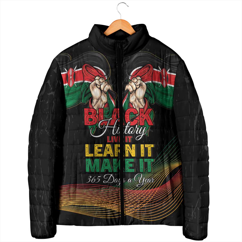 Personalized Kenya Black History Month Padded Jacket Live It Learn It Make It - African Pride