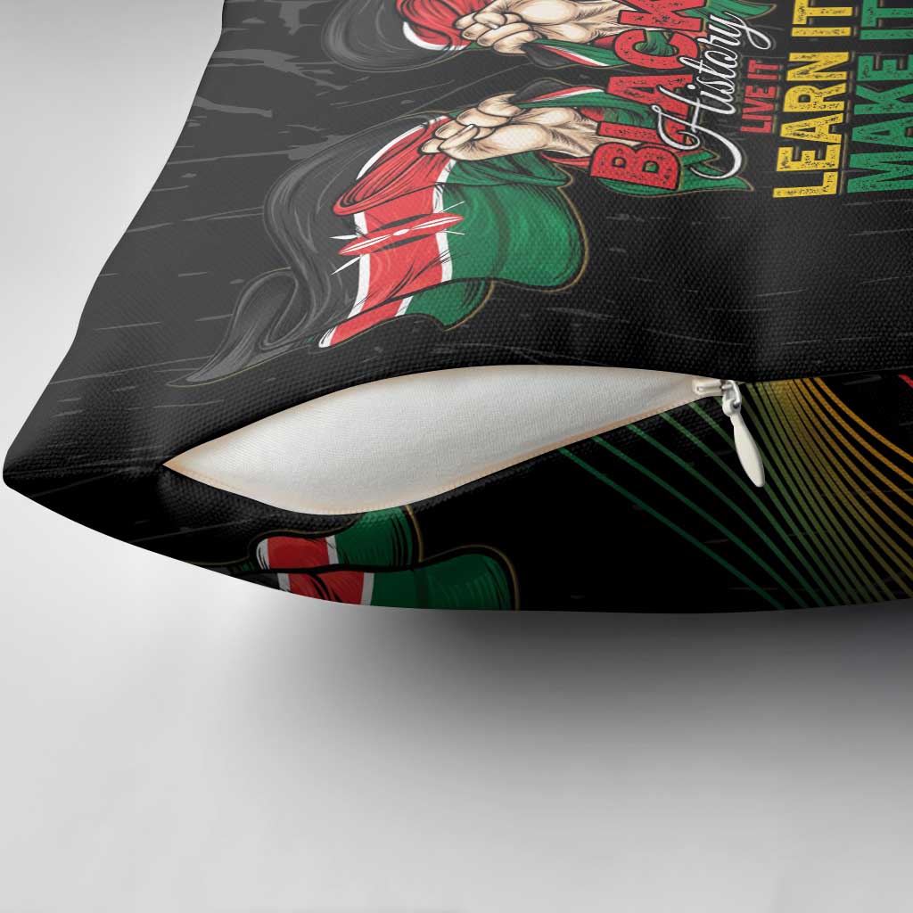 Kenya Black History Month Pillow Cover Live It Learn It Make It - African Pride