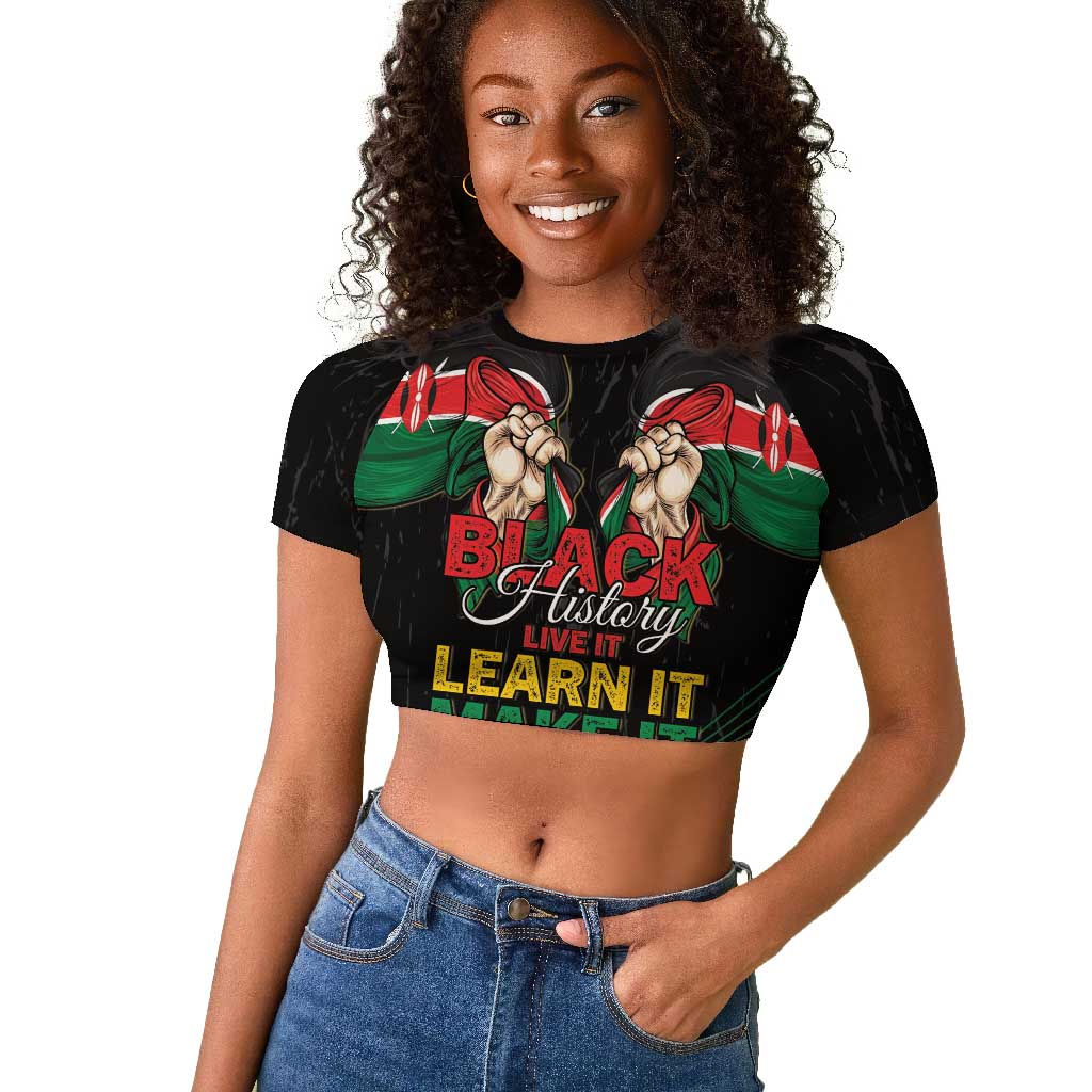 Personalized Kenya Black History Month Raglan Cropped T shirt Live It Learn It Make It - African Pride