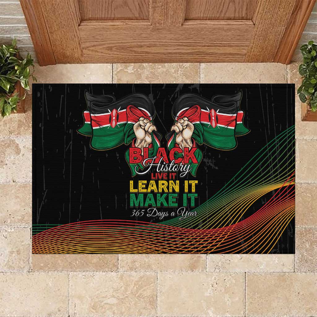 Kenya Black History Month Rubber Doormat Live It Learn It Make It - African Pride