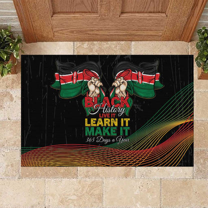 Kenya Black History Month Rubber Doormat Live It Learn It Make It - African Pride