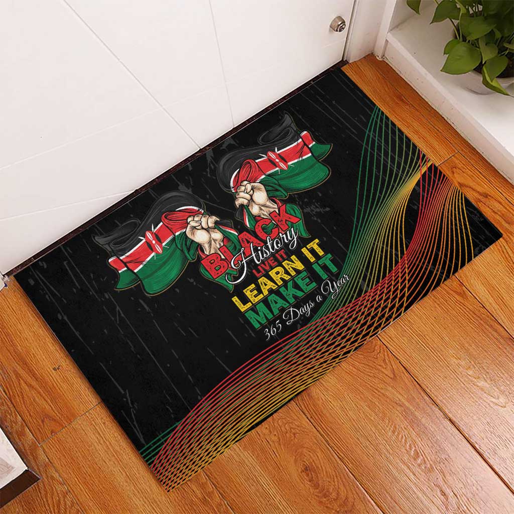 Kenya Black History Month Rubber Doormat Live It Learn It Make It - African Pride