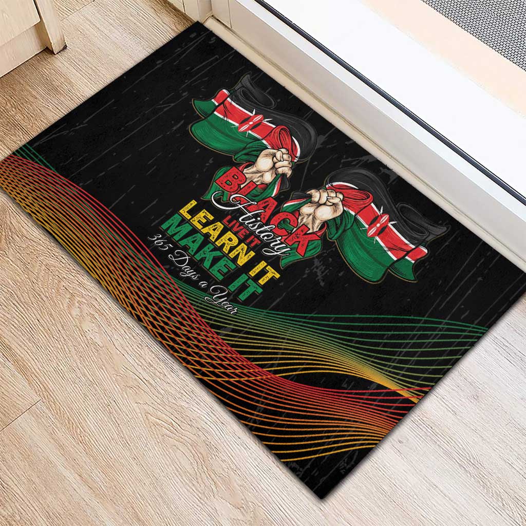 Kenya Black History Month Rubber Doormat Live It Learn It Make It - African Pride