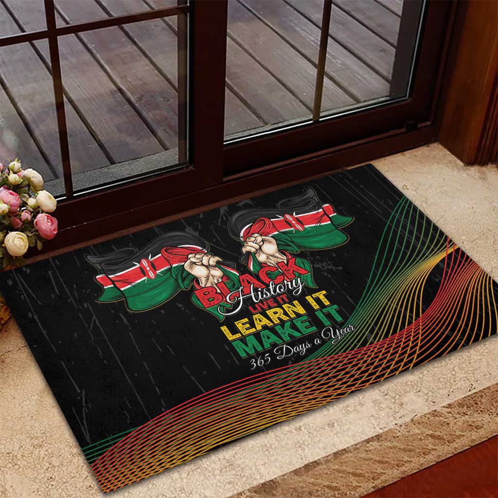 Kenya Black History Month Rubber Doormat Live It Learn It Make It - African Pride