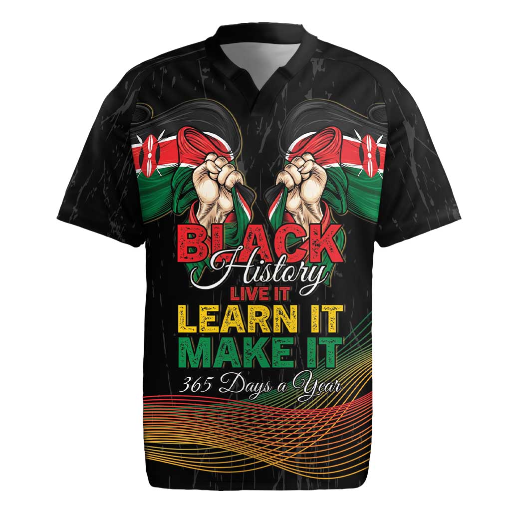 Personalized Kenya Black History Month Rugby Jersey Live It Learn It Make It - African Pride