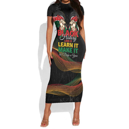 Personalized Kenya Black History Month Short Sleeve Bodycon Dress Live It Learn It Make It - African Pride