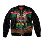 Personalized Kenya Black History Month Sleeve Zip Bomber Jacket Live It Learn It Make It - African Pride