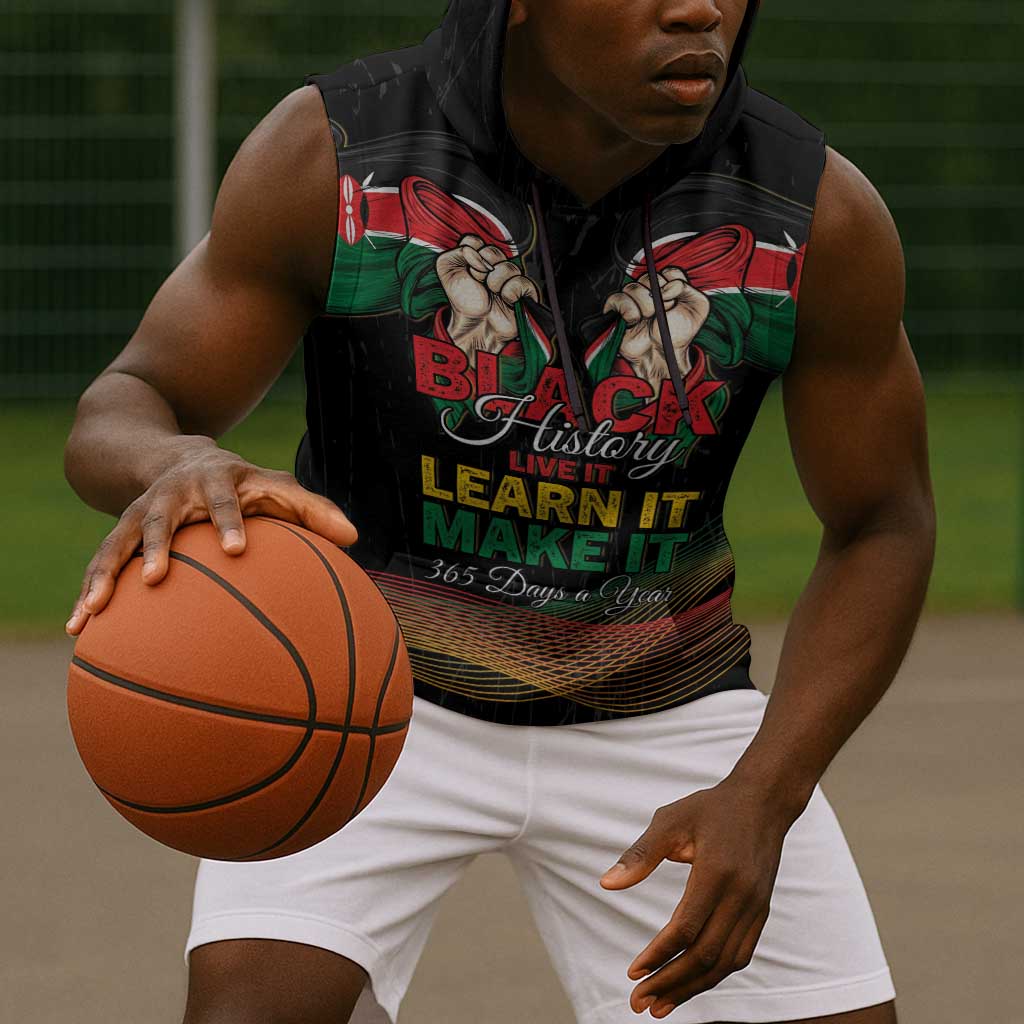 Personalized Kenya Black History Month Sleeveless Hoodie Live It Learn It Make It - African Pride
