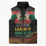 Personalized Kenya Black History Month Sleeveless Puffer Jacket Live It Learn It Make It - African Pride