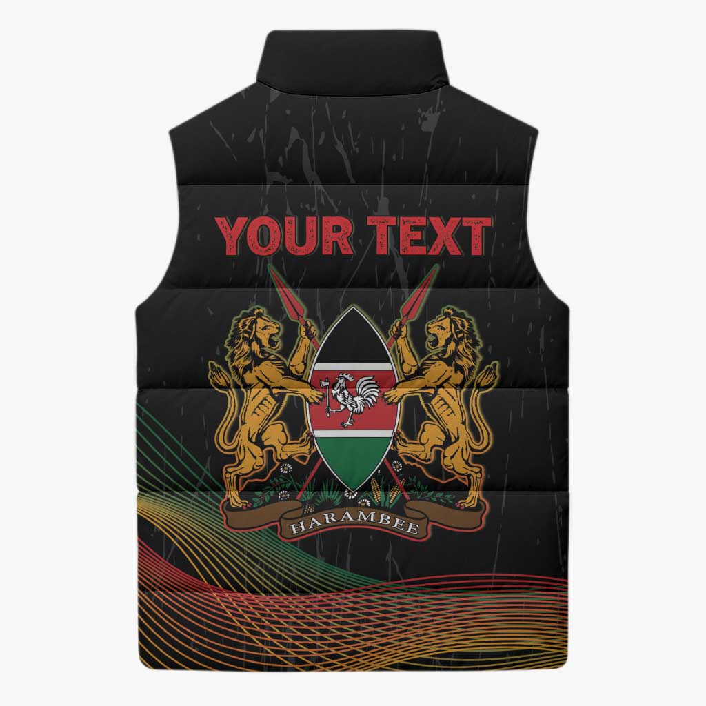 Personalized Kenya Black History Month Sleeveless Puffer Jacket Live It Learn It Make It - African Pride