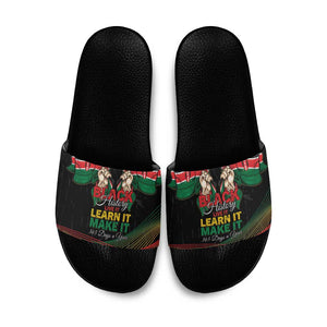 Kenya Black History Month Slide Sandals Live It Learn It Make It - African Pride