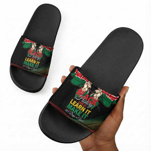 Kenya Black History Month Slide Sandals Live It Learn It Make It - African Pride