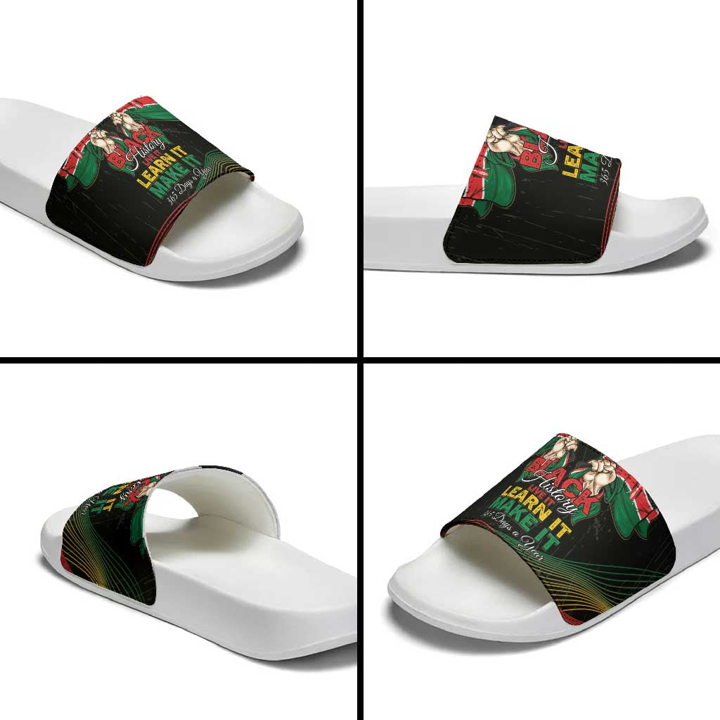 Kenya Black History Month Slide Sandals Live It Learn It Make It - African Pride