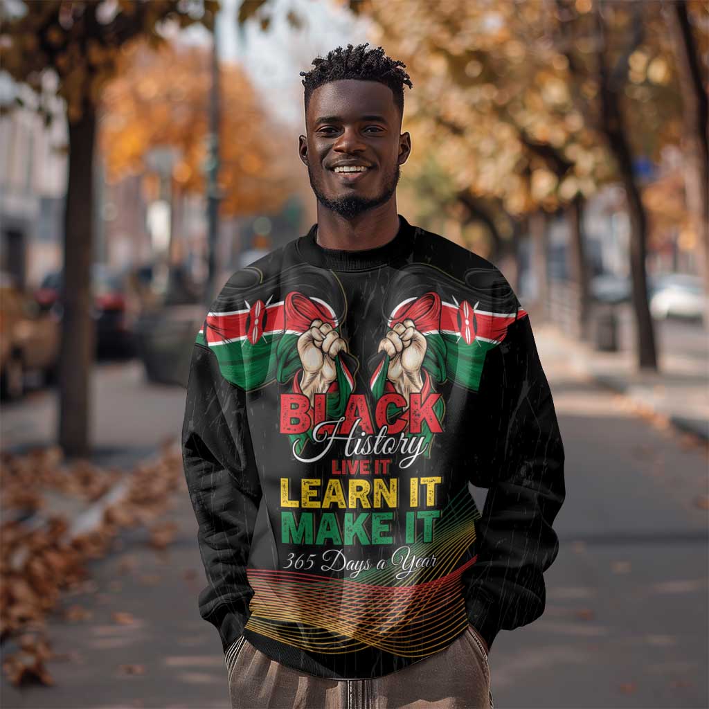Personalized Kenya Black History Month Sweatshirt Live It Learn It Make It - African Pride