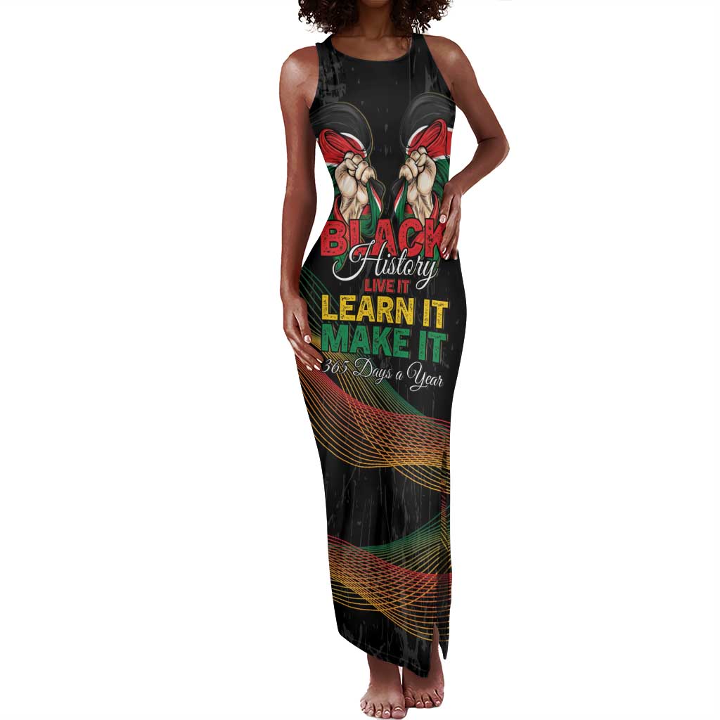 Personalized Kenya Black History Month Tank Maxi Dress Live It Learn It Make It - African Pride
