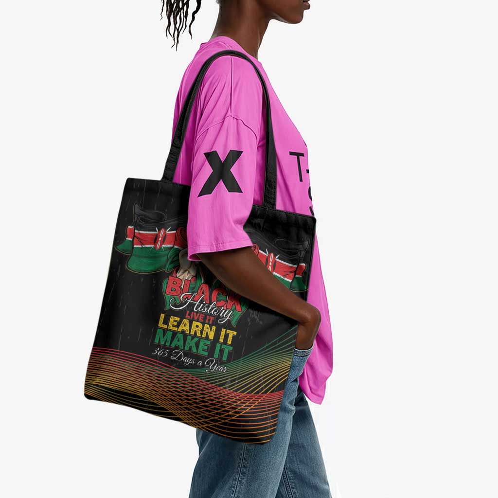 Kenya Black History Month Tote Bag Live It Learn It Make It - African Pride