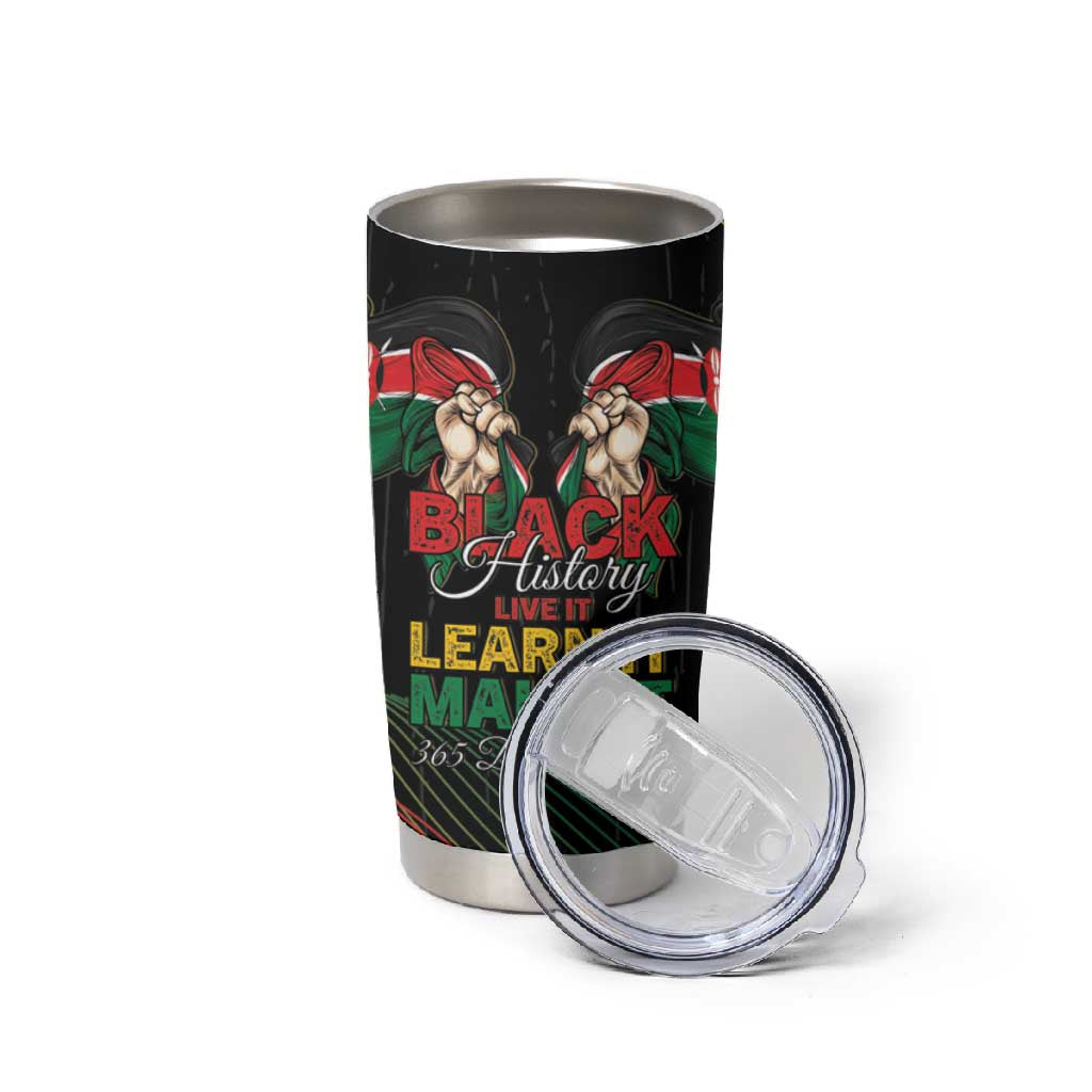 Personalized Kenya Black History Month Tumbler Cup Live It Learn It Make It - African Pride