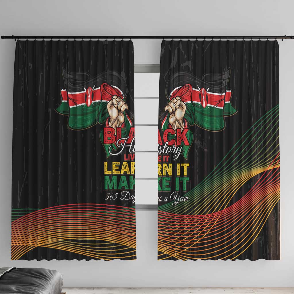Kenya Black History Month Window Curtain Live It Learn It Make It - African Pride