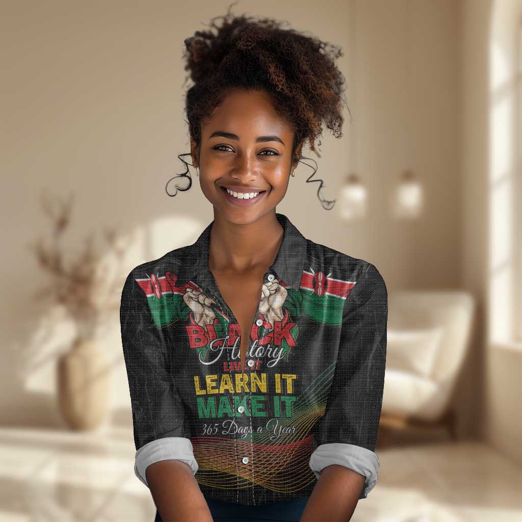 Personalized Kenya Black History Month Women Casual Shirt Live It Learn It Make It - African Pride