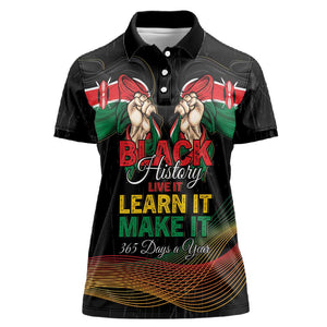 Personalized Kenya Black History Month Women Polo Shirt Live It Learn It Make It - African Pride