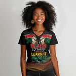 Personalized Kenya Black History Month Women V-Neck T-Shirt Live It Learn It Make It - African Pride