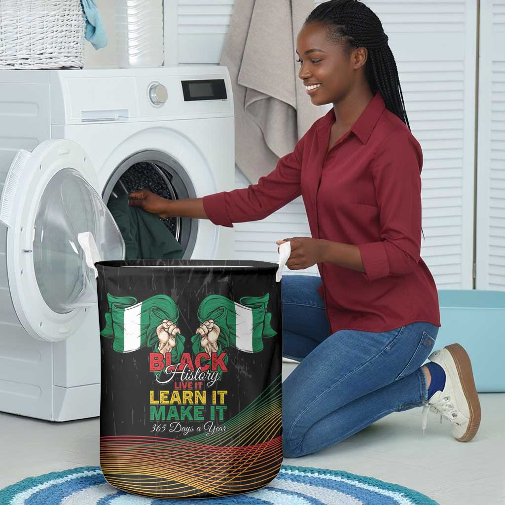 Nigeria Black History Month Laundry Basket Live It Learn It Make It - African Pride