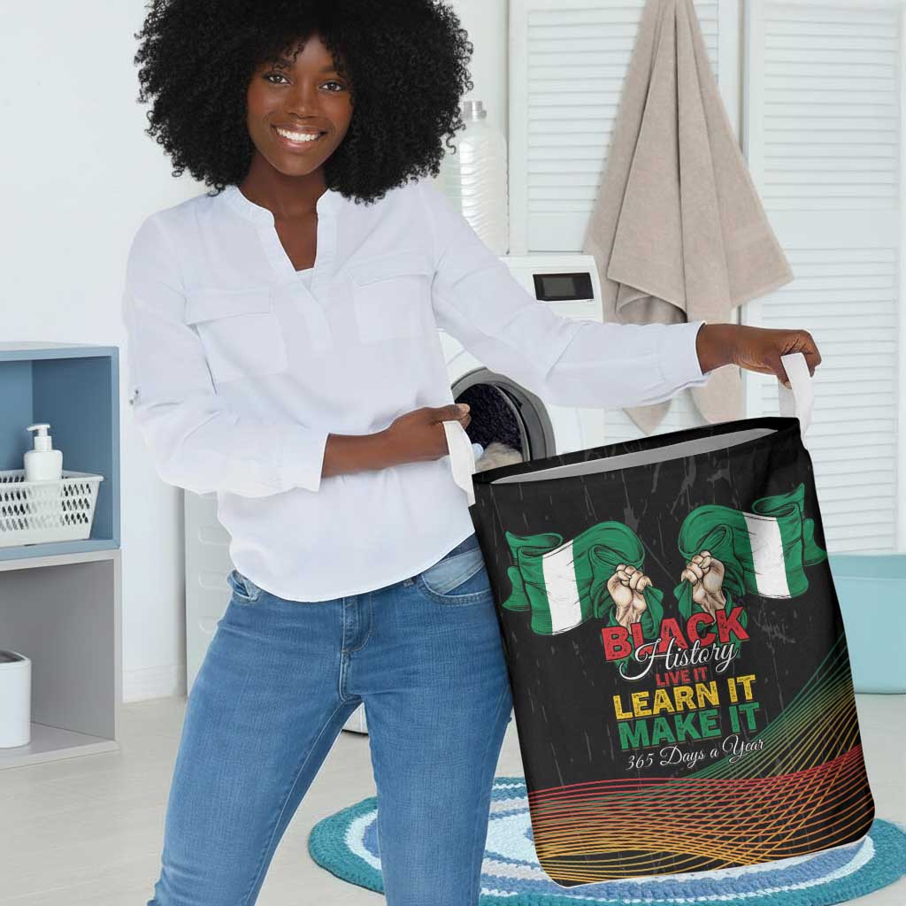 Nigeria Black History Month Laundry Basket Live It Learn It Make It - African Pride