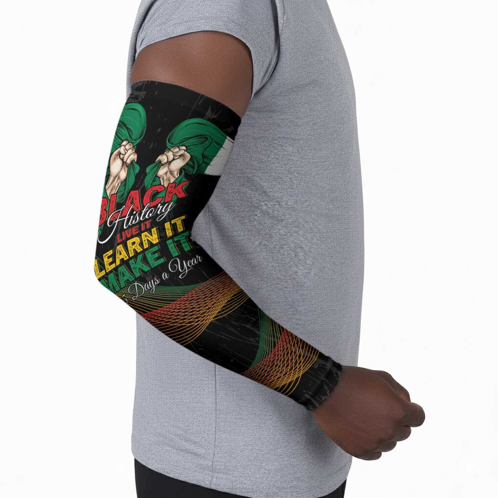 Personalized Nigeria Black History Month Arm Sleeves Live It Learn It Make It - African Pride