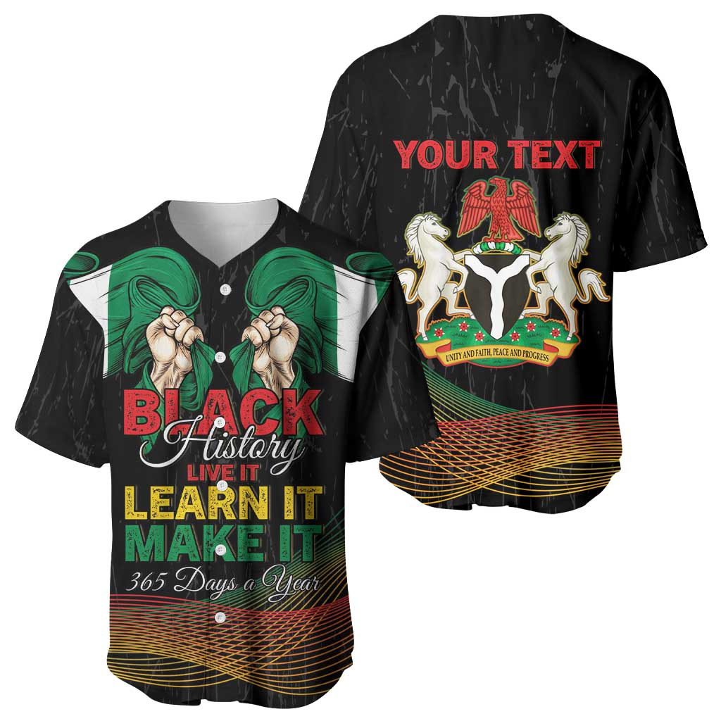 Personalized Nigeria Black History Month Baseball Jersey Live It Learn It Make It - African Pride