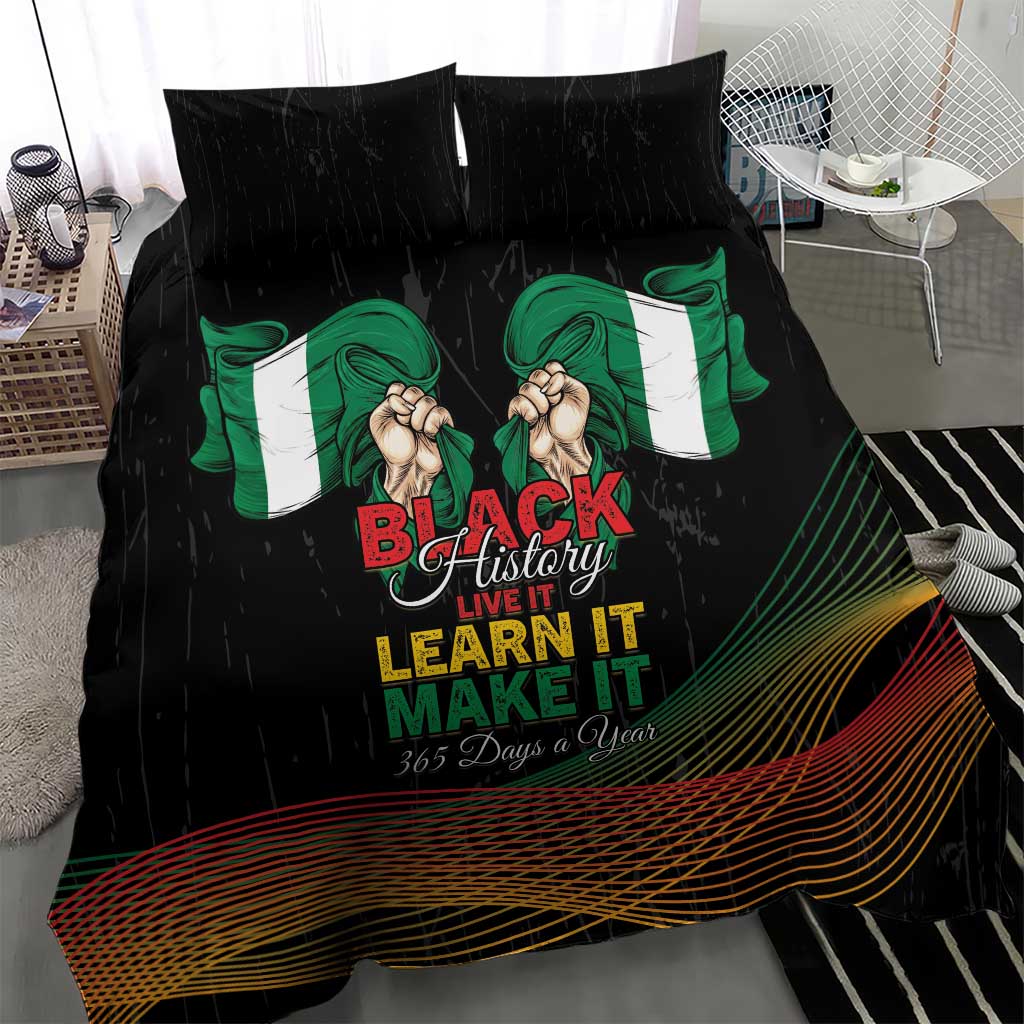 Nigeria Black History Month Bedding Set Live It Learn It Make It - African Pride