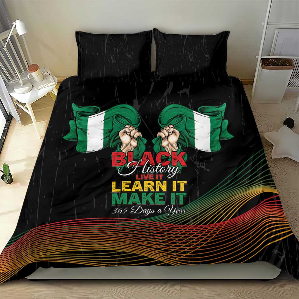 Nigeria Black History Month Bedding Set Live It Learn It Make It - African Pride