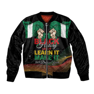 Personalized Nigeria Black History Month Bomber Jacket Live It Learn It Make It - African Pride