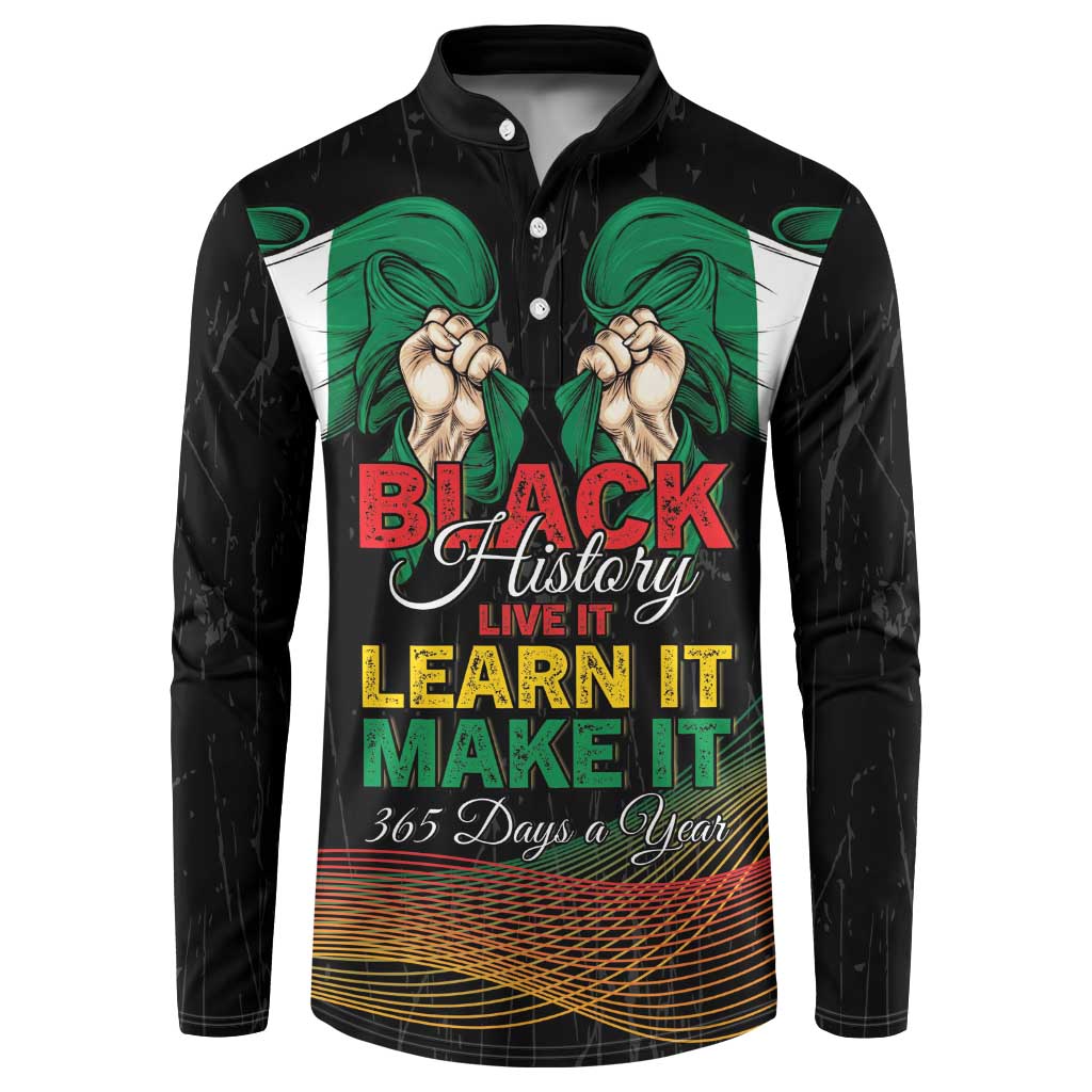 Personalized Nigeria Black History Month Button Sweatshirt Live It Learn It Make It