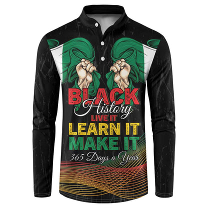 Personalized Nigeria Black History Month Button Sweatshirt Live It Learn It Make It