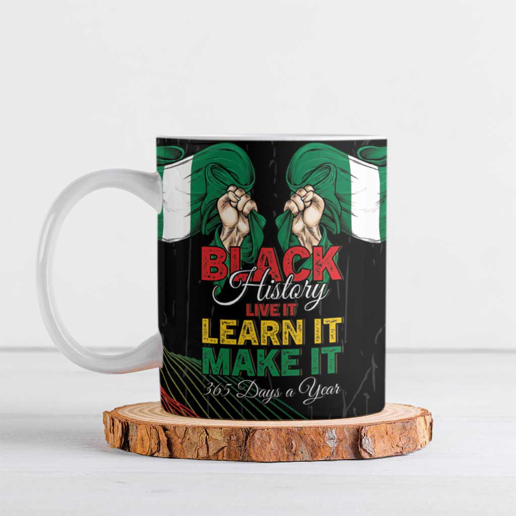 Personalized Nigeria Black History Month Ceramic Mug Live It Learn It Make It - African Pride