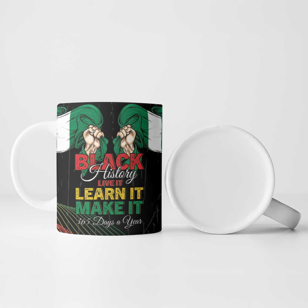 Personalized Nigeria Black History Month Ceramic Mug Live It Learn It Make It - African Pride