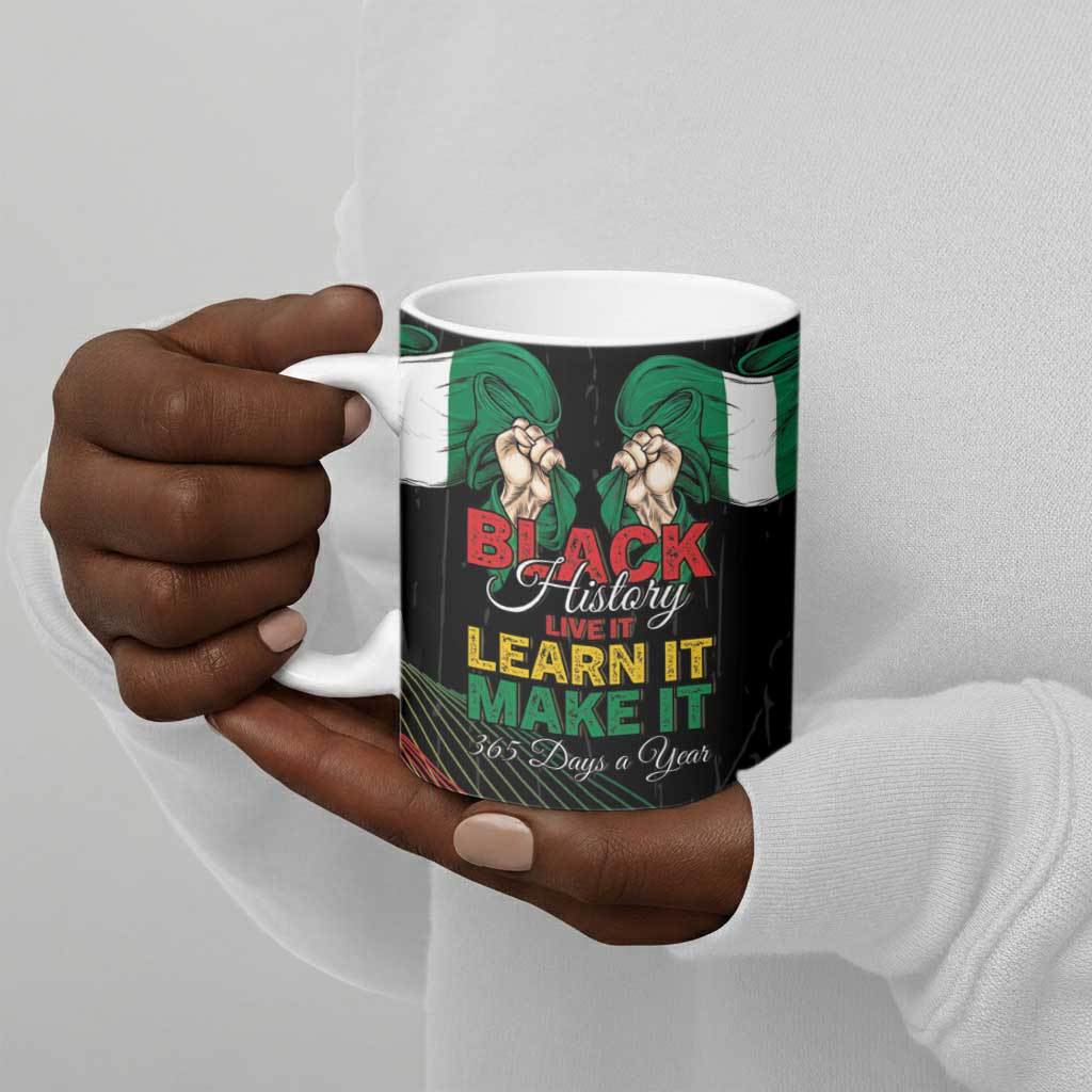Personalized Nigeria Black History Month Ceramic Mug Live It Learn It Make It - African Pride