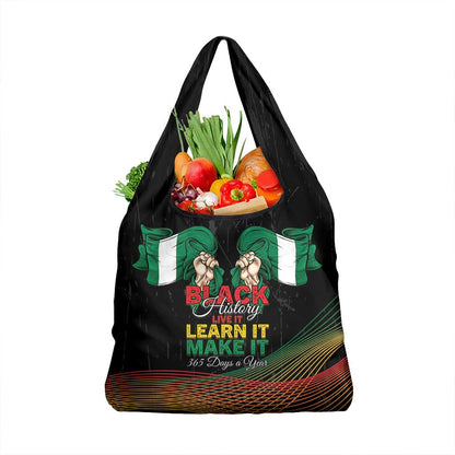 Nigeria Black History Month Grocery Bag Live It Learn It Make It - African Pride