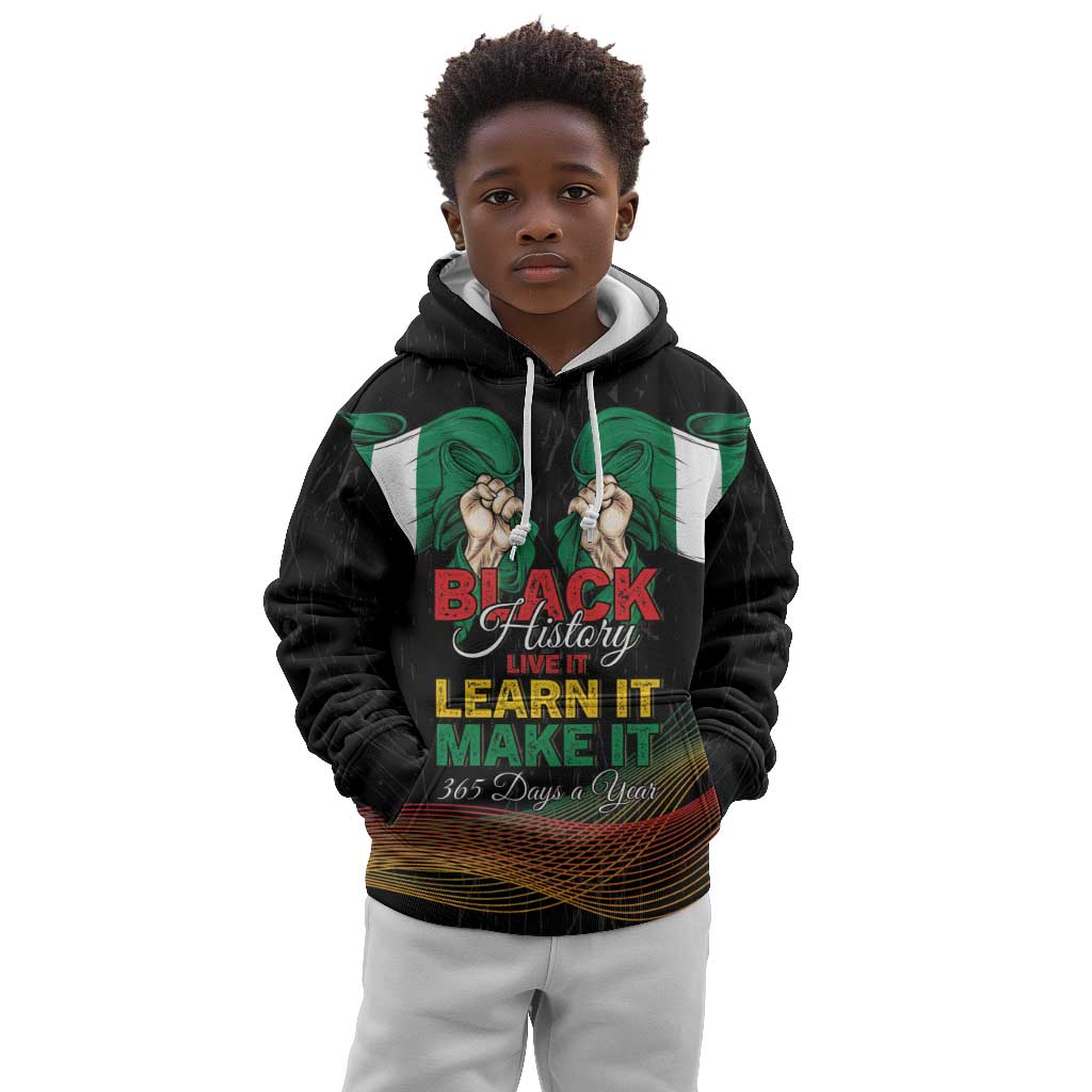 Personalized Nigeria Black History Month Kid Hoodie Live It Learn It Make It - African Pride
