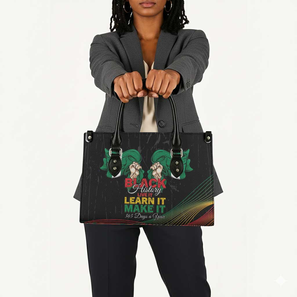Nigeria Black History Month Leather Bag Live It Learn It Make It - African Pride